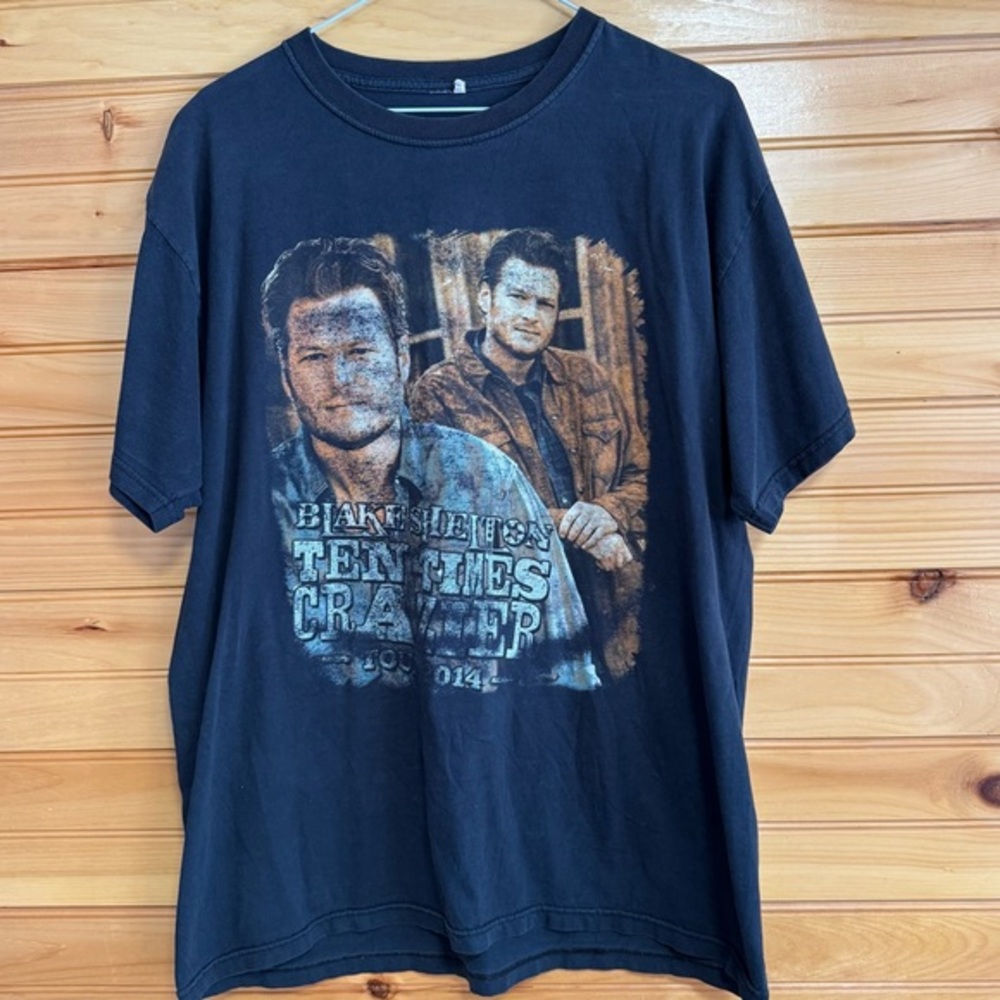 Blake Shelton Ten Times Crazier Tour 2014 Black Graphic T-Shirt Large